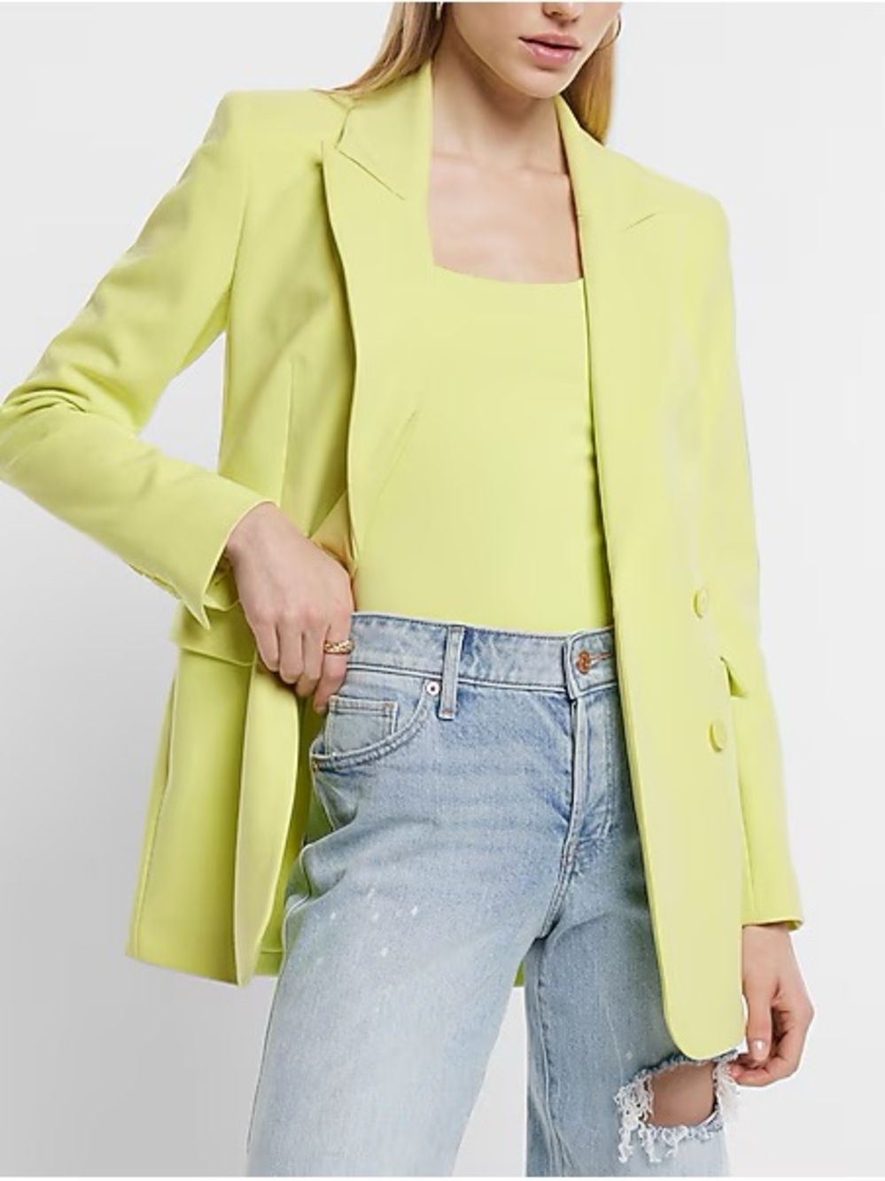 Express Lime Yellow Tailored Women's Blazer